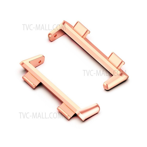 1 Pair 20mm Stainless Steel Watchband Connector Watch Strap Adapter Replacement for Oppo Watch 2 42mm - Rose Gold