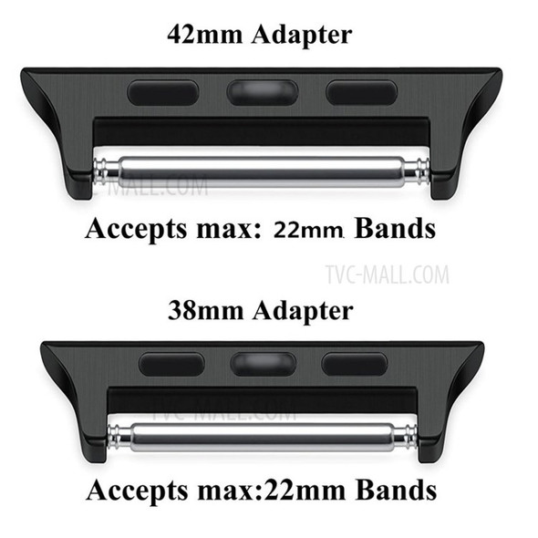 2Pcs/1 Pair Stainless Steel Clasp Watch Band Adapter for Apple Watch Series 4 40mm, Series 3 / 2 / 1 38mm, Suitable for 22mm Strap - Black