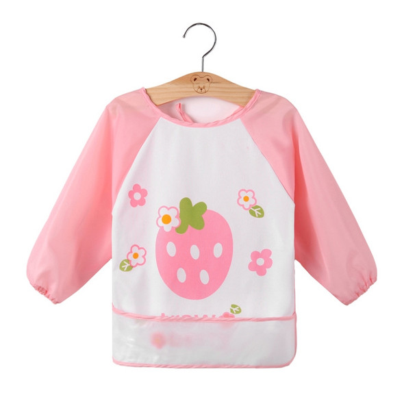 Children Waterproof Bib Long Sleeve Apron Smock, Size:S(Strawberry Pink)