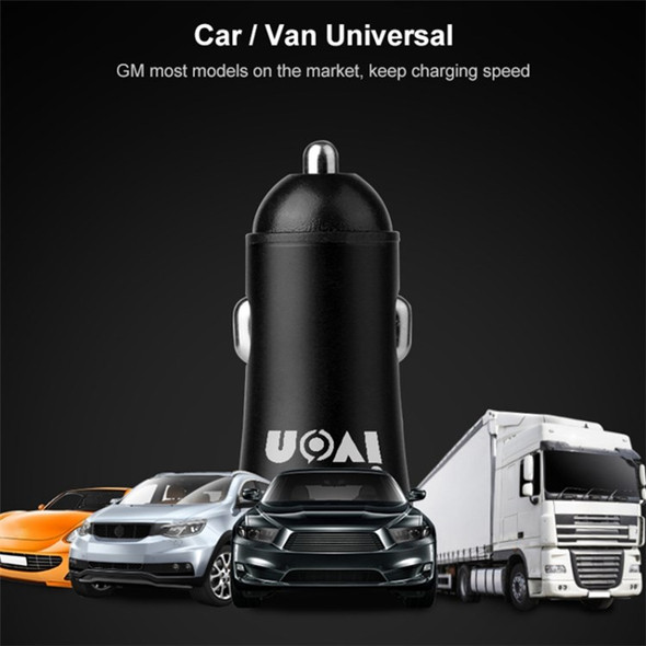 IVON CC26 5V 2.1A Dual USB Ports Fast Charger Car Charger for Cell Phone Camera Tablets Laptops and More - Black