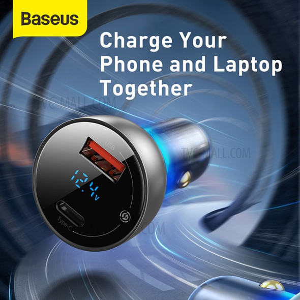 BASEUS Particular Digital Display QC+PPS Dual Quick Charger Car Charger 65W - Dark Grey