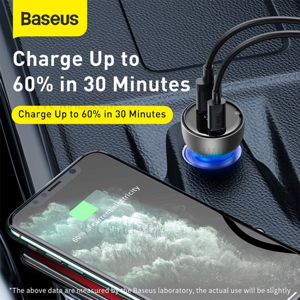 BASEUS Particular Digital Display QC+PPS Dual Quick Charger Car Charger 65W - Dark Grey