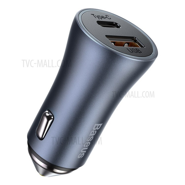 BASEUS Golden Contactor Pro Dual Fast Charge Car-Carrying Charger U+ C - Dark Grey