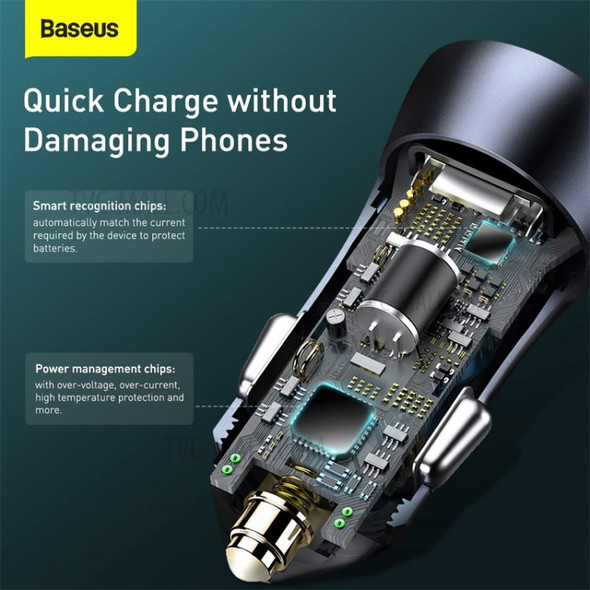 BASEUS Golden Contactor Pro Dual USB Quick Charger Car Charger 40W[with USB to Type-C Data Cable]