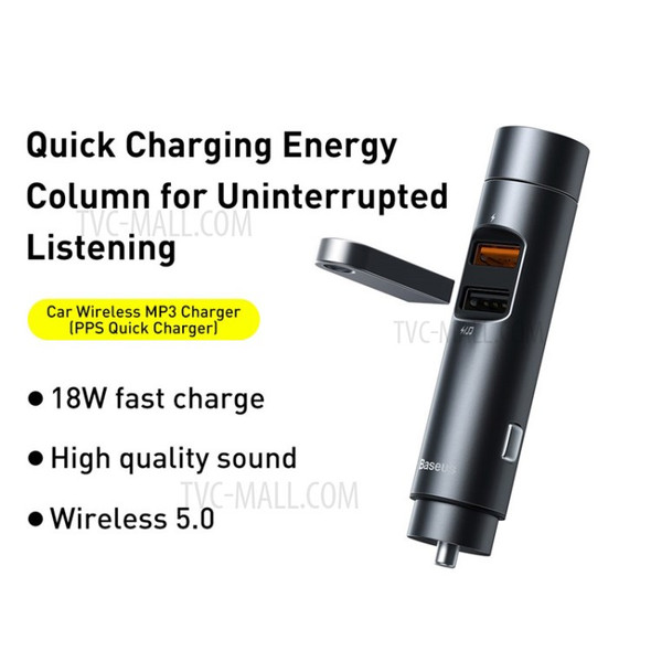 BASEUS Energy Column Car Wireless MP3 Charger [PPS Quick Charger/English Version] - Grey