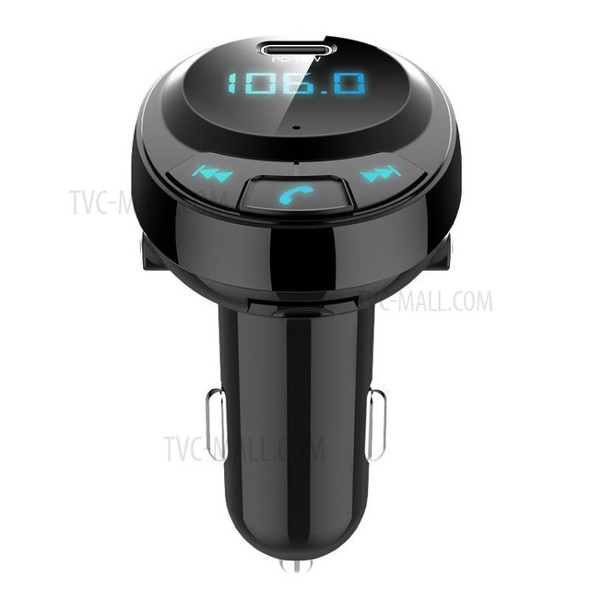 BT09 Bluetooth Multi-function PD 18W + Dual USB Quick Charge Car Charger FM Transmitter