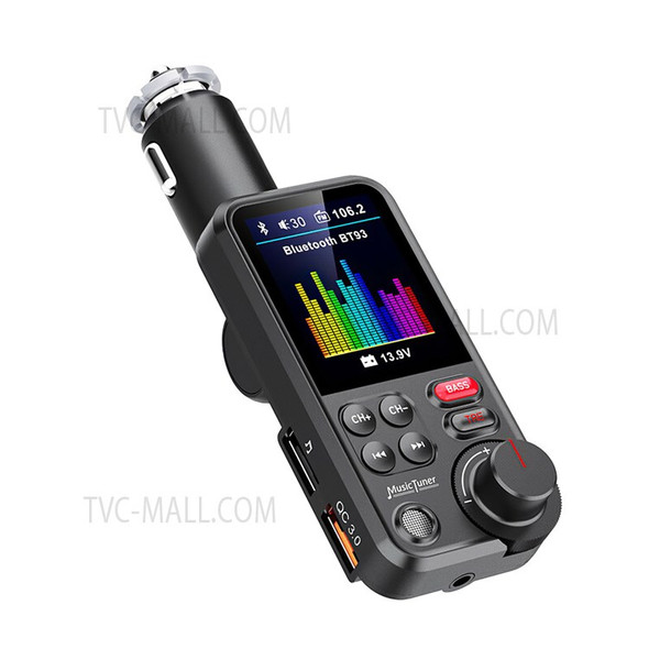 1.8 inch Screen Dual USB QC3.0 Car Charger FM Transmitter Bluetooth MP3 Music Player Phone Fast Charging Adapter