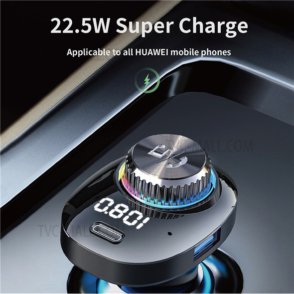 C18 Multi-Function 22.5W 4.5A Bluetooth FM MP3 Player Super Fast Car Charger with QC3.0 Fast Charging