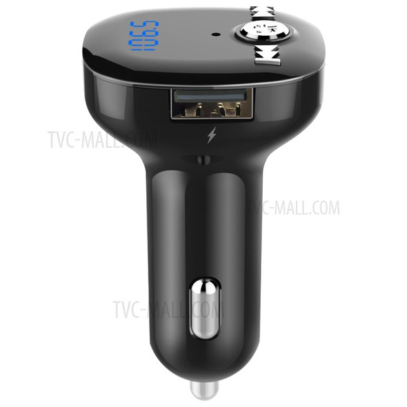 Dual USB Bluetooth 4.2 Fast Charging FM Car Charger Adapter for iPhone Samsung Huawei etc. - Black