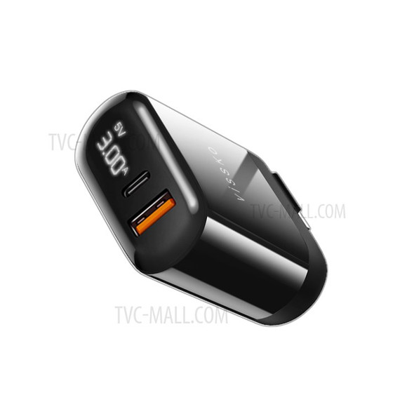 VISSKO HKL-USB57 QC3.0+PD3.0 18W Fast Charging Wall Charger Digital Display Power Adapter for iPhone Samsung Xiaomi - EU Plug