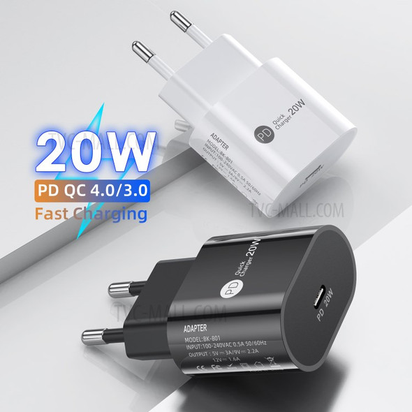 USLION PD 20W Fast Charging Plug Wall Charger [EU Plug] - White