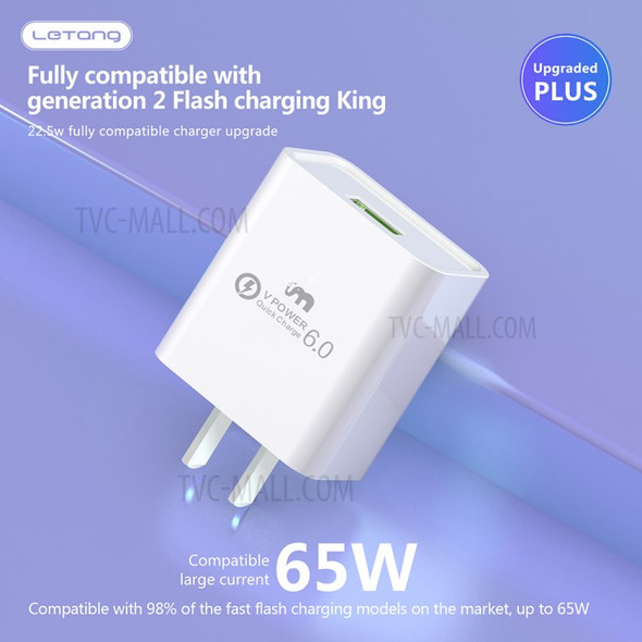 LETANG LT-CT-34 22.5W Quick Charge Wall Charger Travel Power Adapter - US Plug