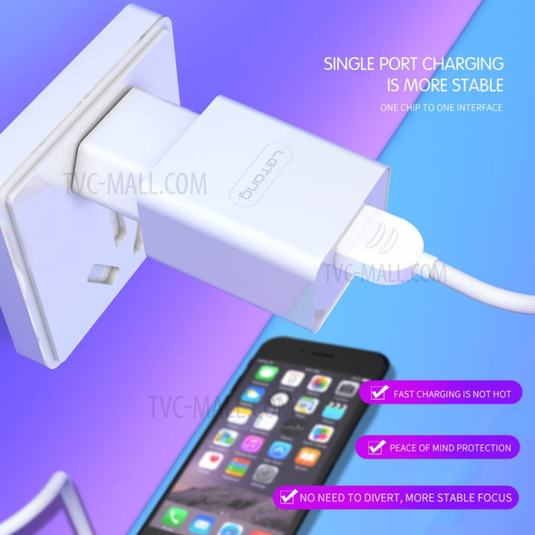 LETANG LT-TZ-14-TPC 2.1A Wall Charger Power Adapter with Type-C Cable for Huawei Xiaomi - EU Plug