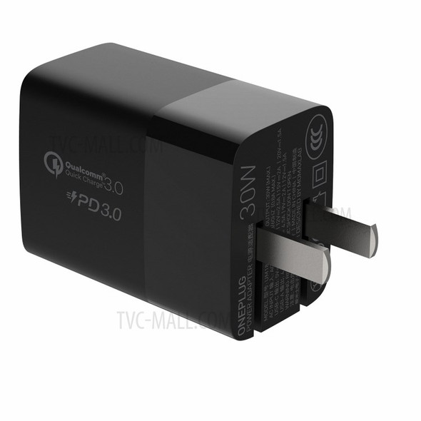 MOMAX PD QC3.0 30W Fast Charging Power Adapter Travel Wall Charger CN Plug - Black