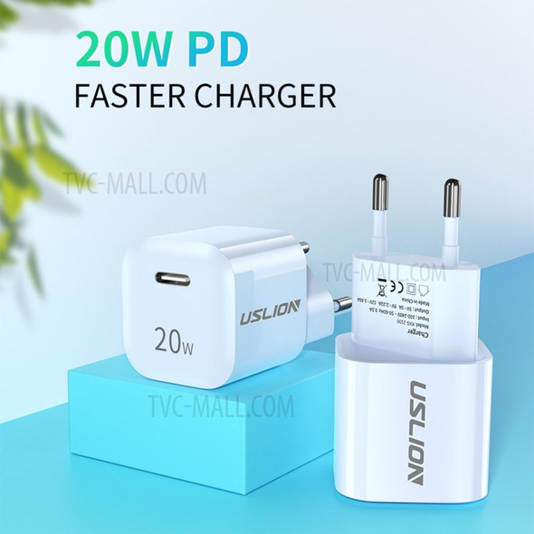 USLION USB-C Charger Mini 20W PD Fast Charger Wall Charger Type-C Power Charging Block