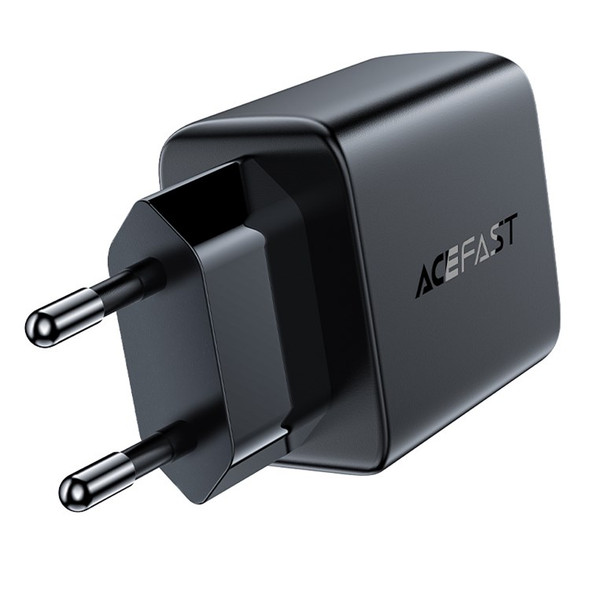 ACEFAST A33 EU Plug QC 18W USB-A+USB-A Dual Port Charger Fast Charging Adapter - Black