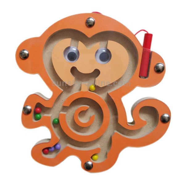 Children Puzzle Toy Wooden Magnetic Small Size Monkey Pattern Animal Maze