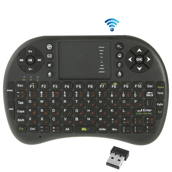 UKB-5400-RF 2.4GHz Mini Wireless Keyboard Mouse Combo with Touchpad & USB Receiver, English Keyboard / Russian Keyboard(Black)