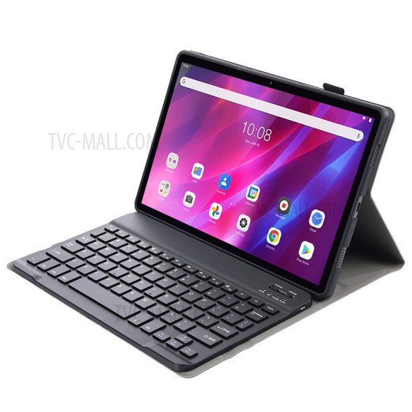 AK10 Detachable 2-in-1 Leather Stand Case with Bluetooth Keyboard for Lenovo Tab K10 TB-X6C6X - Black