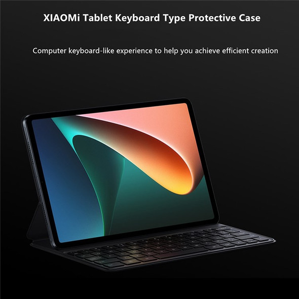For Xiaomi Pad 5 / Pad 5 Pro, 63-Key Magnetic Keyboard Case Shockproof Stand Leather Cover Tablet Protective Case - Black