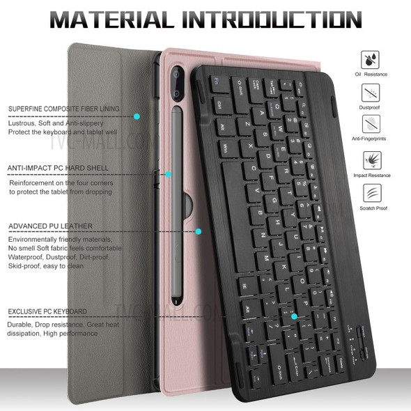 Bluetooth Keyboard and Detachable Leather Shell for Samsung Galaxy Tab S6 SM-T860/SM-T865 - Rose Gold