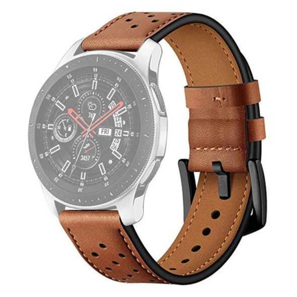 For Apply Samsung Galaxy Watch Active 20mm Leather Eyelet Sport Strap(Brown)