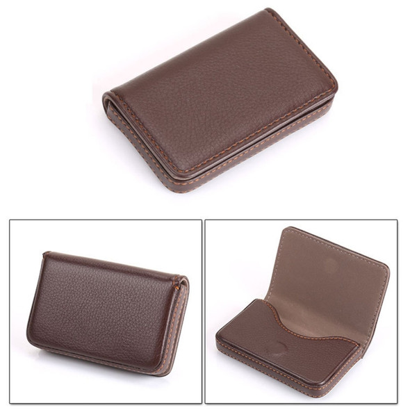 2 PCS Premium PU Leather Business Card Case with Magnetic Closure, Size: 10*6.5*1.7cm(Coffee)