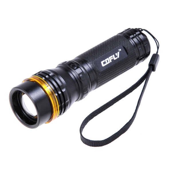 COFLY KX-F398 250LM Zooming Flashlight, Cree XR-E Q5 LED, 3-Mode, Neutral White Light (Black + Golden)