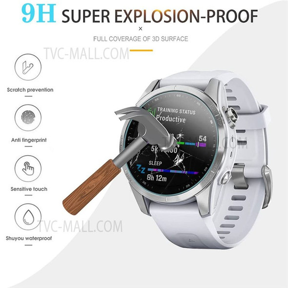 For Garmin Fenix 7S Tempered Glass Screen Protector 0.3mm 2.5D Hot Bending Explosion-proof Clear Protective Film