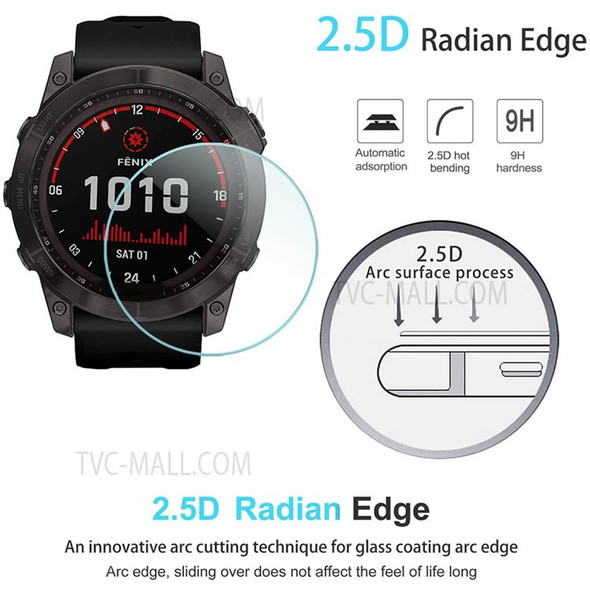 For Garmin Fenix 7X 0.3mm Arc Edge Explosion-proof Tempered Glass Watch Screen Protector Film