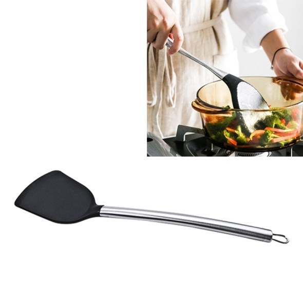 kn605 Stainless Steel Handle Silicone Slice High Temperature Resistance Cooking Slice(Black)