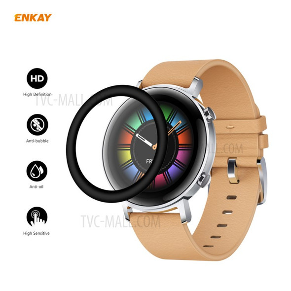 2Pcs/Set ENKAY HAT PRINCE 3D PC Edge + PMMA Full Screen Protective Film for Huawei Watch GT 2 42mm