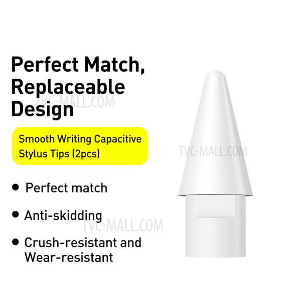 2Pcs BASEU Smooth Writing Capacitive Stylus Tips Replacement for Apple Pencil 1st/2nd Gen White