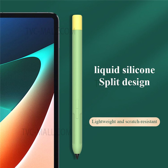For Xiaomi Inspired Stylus Anti-Slip Case Liquid Silicone Holder Sleeve Skin Cover with Pen Cap - Green