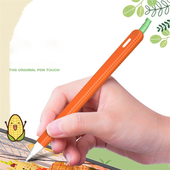 For Apple Pencil (2nd Generation) Cartoon Corn Shaped Anti-Slip Liquid Silicone Stylus Pen Sleeve Stylus Pen Cover - Red