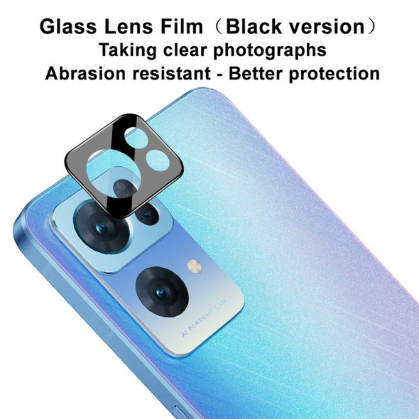 IMAK For Oppo Reno7 Pro 5G Abrasion-resistant Camera Lens Protector Tempered Glass Bubble-Free Film (Black Version)