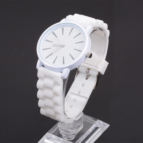 Simple Style Round Dial Jelly Silicone Strap Quartz Watch(White)