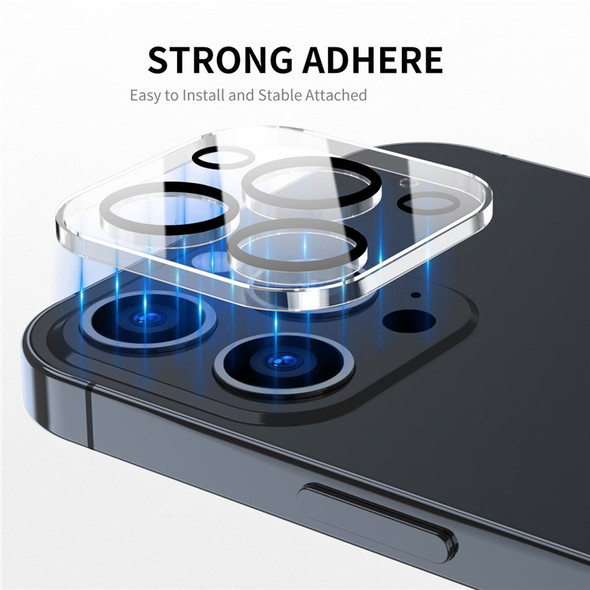 ENKAY HAT-PRINCE 2Pcs/Set for iPhone 14 Pro 6.1 inch/14 Pro Max 6.7 inch Camera Lens Protector Full Cover Tempered Glass Lens Film, Black Ring Version