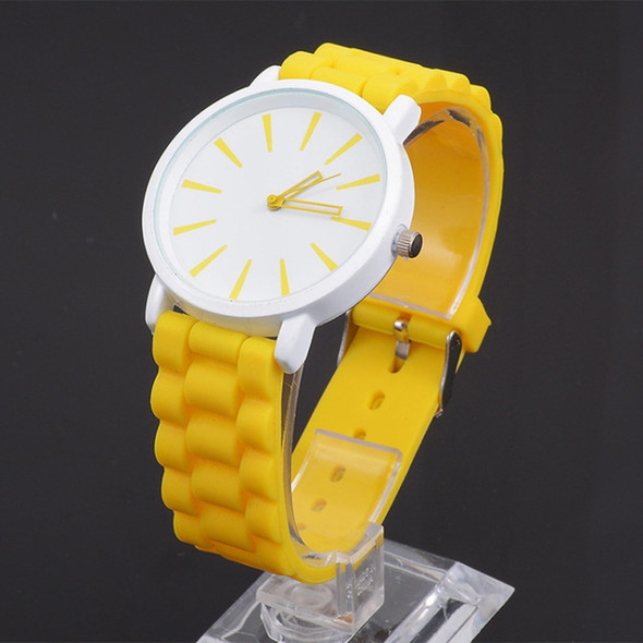 Simple Style Round Dial Jelly Silicone Strap Quartz Watch(Yellow)