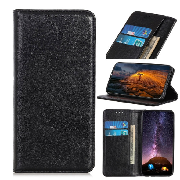 For Alcatel 1S 2020 Magnetic Crazy Horse Texture Horizontal Flip Leather Case with Holder & Card Slots & Wallet(Black)