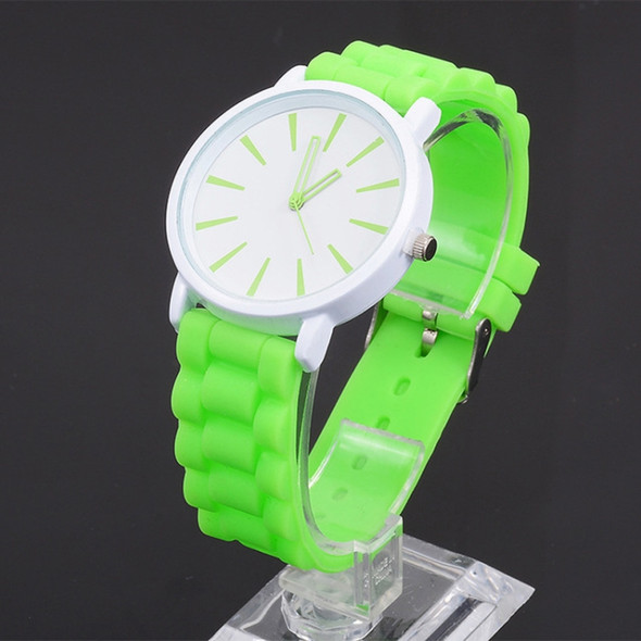 Simple Style Round Dial Jelly Silicone Strap Quartz Watch(Green)