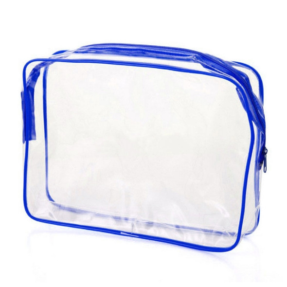 Portable Travel Zip Look PVC Bags Waterproof Transparent Makeup Storage Bag, SIZE:L(Blue)