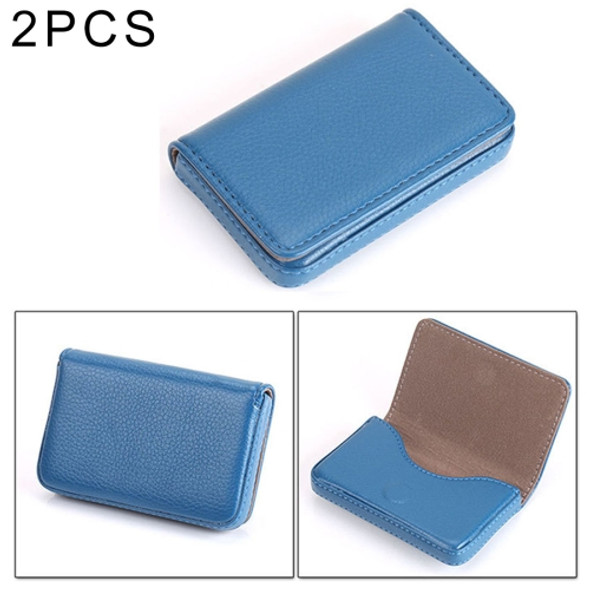 2 PCS Premium PU Leather Business Card Case with Magnetic Closure, Size: 10*6.5*1.7cm(Blue)