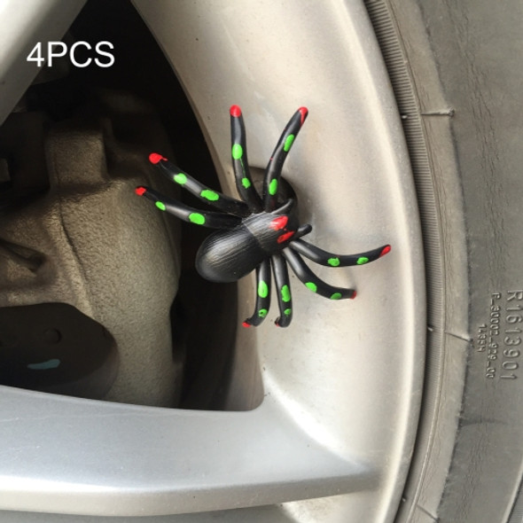 4 PCS Universal Spider Shape Car Motor Bicycle Tire Valve Caps (Green)