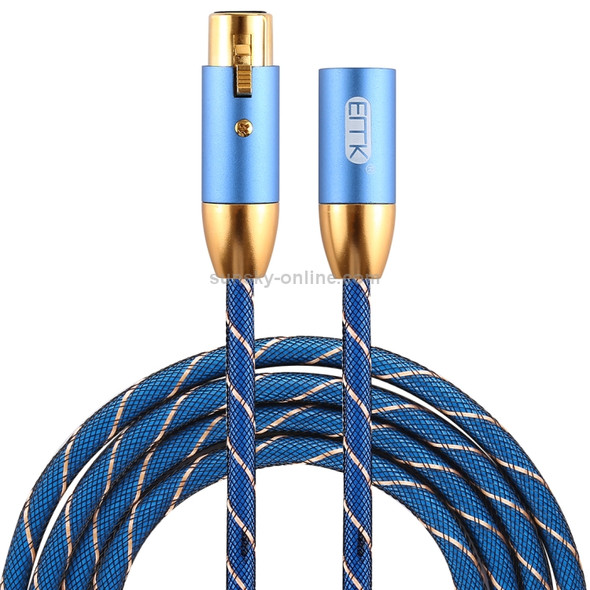 EMK XLR Male to Female Gold-plated Plug Grid Nylon Braided Cannon Audio Cable for XLR Jack Devices, Length: 2m(Blue)