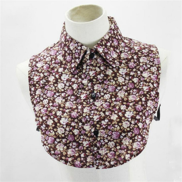 Small Floral Cotton Shirt Collar Jacket Decorative Fake Collar, Size:One Size(Brown Floral)