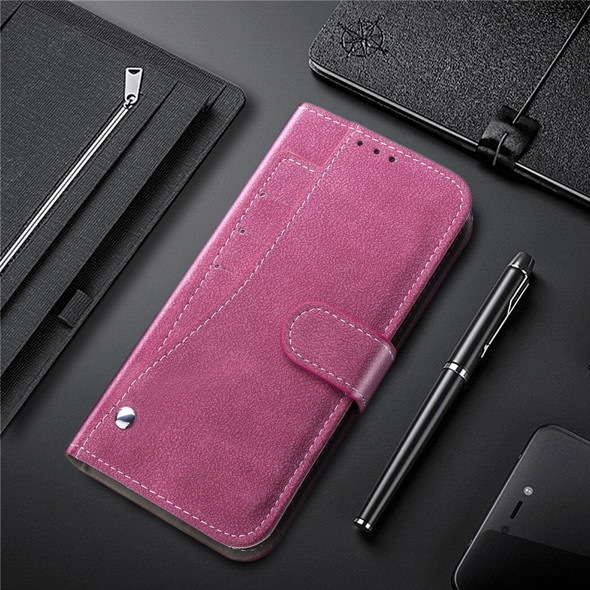 For iPhone 11 Pro Matte Leather Rotary Card Case with Card Slot and Photo Frame and Stand Function(Magenta)