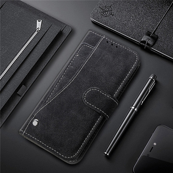 For iPhone 11 Pro MAX Matte Leather Rotary Card Case with Card Slot and Photo Frame and Stand Function(Black)