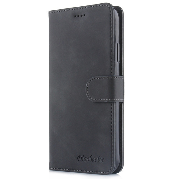 For iPhone 11 Diaobaolee Pure Fresh Texture Horizontal Flip Leather Case, with Holder & Card Slot & Wallet & Photo Frame(Black)