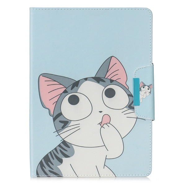 For Galaxy Tab S4 10.5 T830 Colored Drawing Pattern Horizontal Flip Leather Case with Holder & Card Slot & Wallet(Cat)